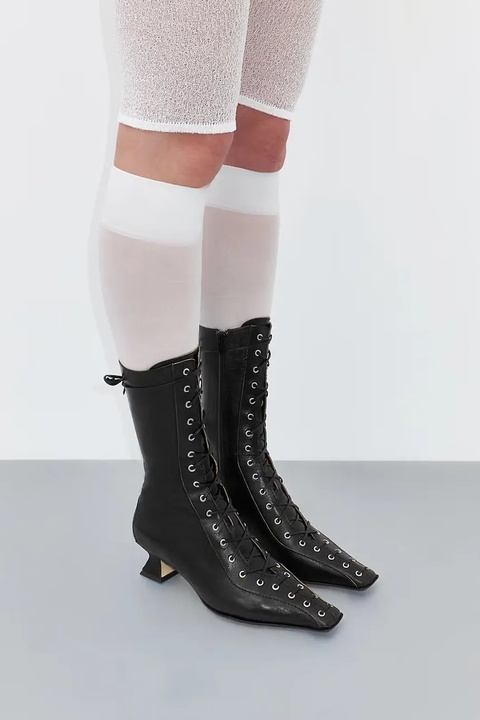 Miista botki skórzane Emile damskie kolor czarny na słupku MI_5545 - zdjęcie produktu nr 1