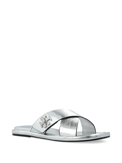 Tory Burch logo-plaque sandals - Silver - zdjęcie produktu nr 2