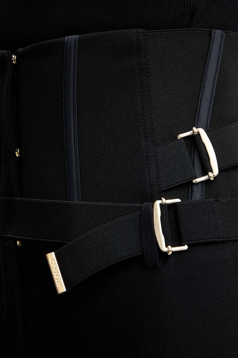 Pinko spodnie damskie kolor czarny dzwony high waist 105654 A2QV - zdjęcie produktu nr 2