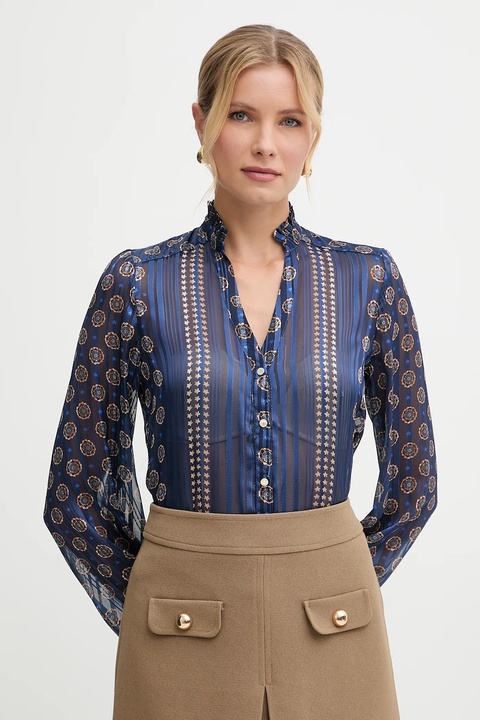 Morgan koszula damska kolor niebieski regular ze stójką CLAVI.F - zdjęcie produktu nr 1