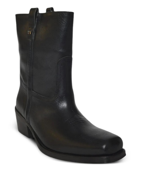 Weekend Max Mara 60mm leather square-toe boots - Black - zdjęcie produktu nr 2