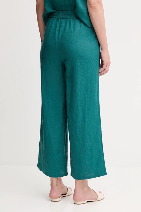 United Colors of Benetton spodnie lniane damskie kolor zielony proste high waist 4AGHDF09G - zdjęcie produktu nr 2