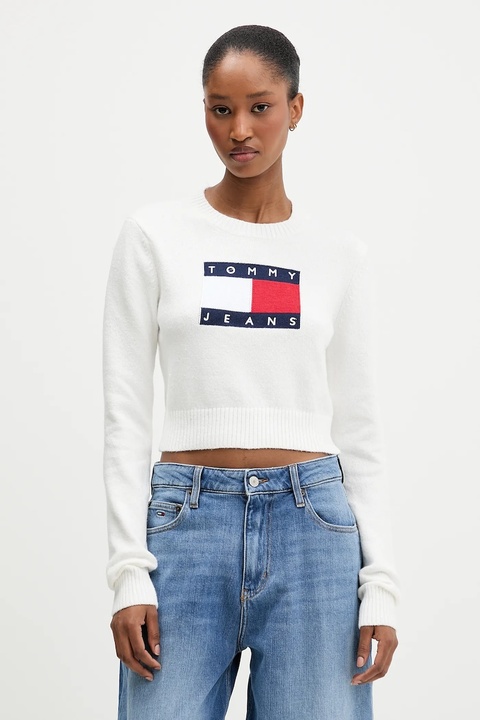 Tommy Jeans sweter damski kolor beżowy DW0DW21690 - zdjęcie produktu nr 1