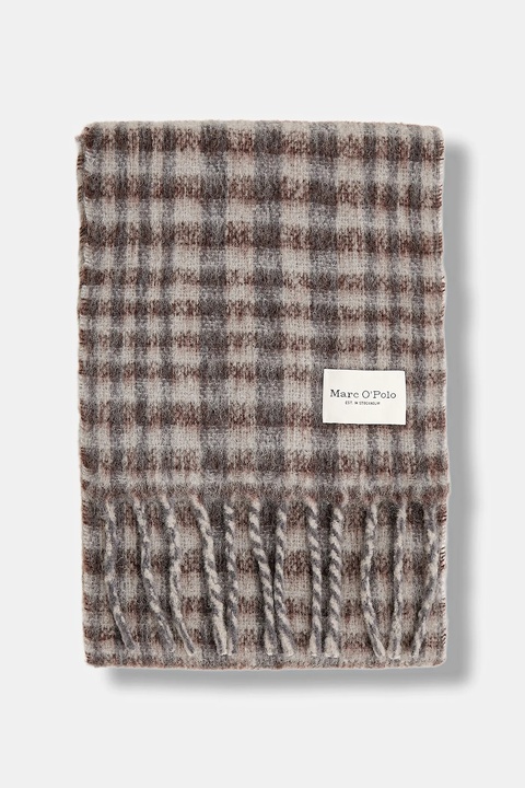 Marc O'Polo szalik z dodatkiem wełny damski kolor brązowy wzorzysty 510811302225 - zdjęcie produktu nr 2