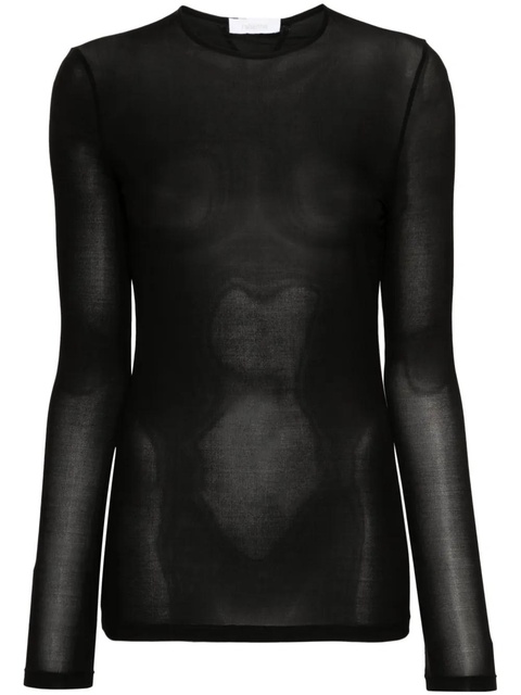 Rabanne semi-sheer long-sleeve T-shirt - Black - zdjęcie produktu nr 1