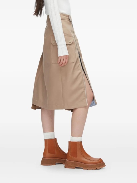 3.1 Phillip Lim zip-pleated cotton midi skirt - Neutrals - zdjęcie produktu nr 2