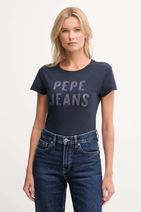 Pepe Jeans t-shirt bawełniany damski kolor granatowy PL5000045 - zdjęcie produktu nr 1