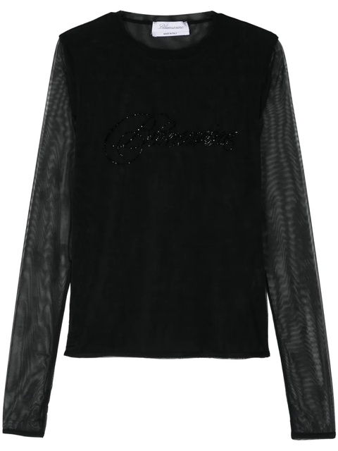 Blumarine rhinestone-logo T-shirt - Black - zdjęcie produktu nr 1