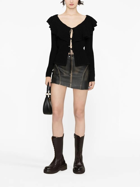 Blumarine ruffled crochet wool cardigan - Black - zdjęcie produktu nr 2