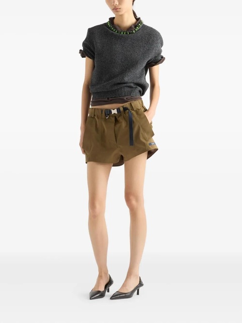 Prada crystal-embellished knitted T-shirt - Grey - zdjęcie produktu nr 1