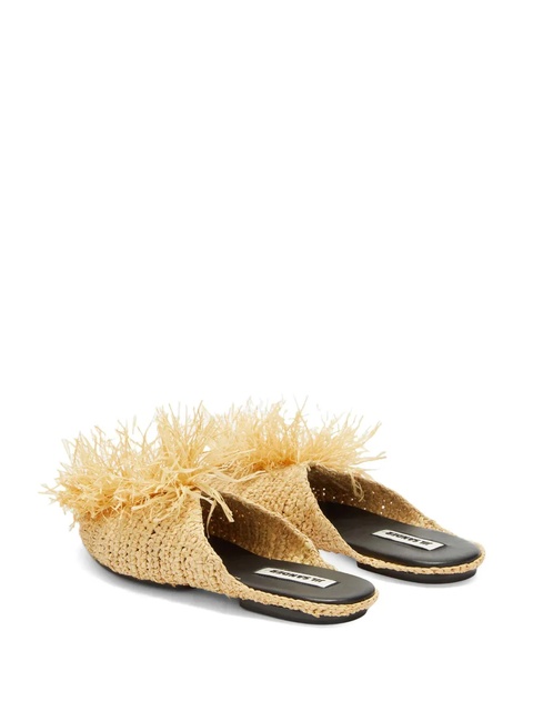 Jil Sander straw-embellished slippers - Neutrals - zdjęcie produktu nr 2