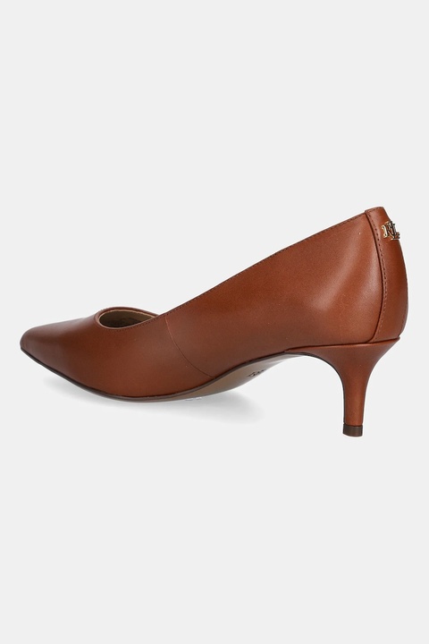 Lauren Ralph Lauren szpilki skórzane Adrienne kolor brązowy na niskim obcasie 802P09030002 - zdjęcie produktu nr 2