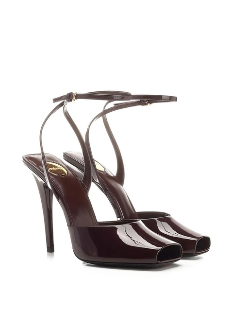 Saint Laurent 110mm La Scandale patent-leather sandals - Brown - zdjęcie produktu nr 2