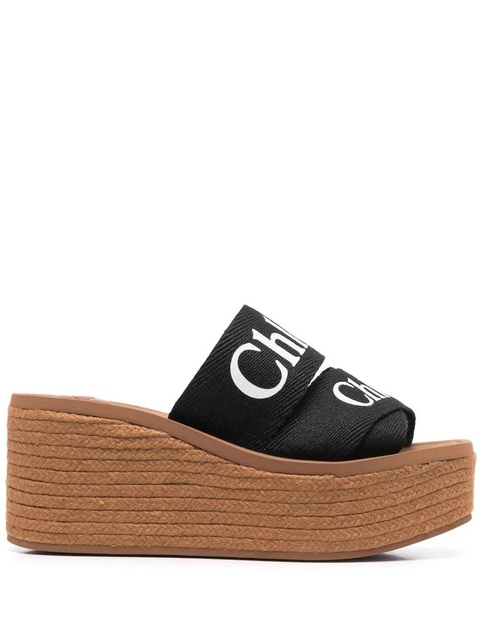 Chloé 80mm logo-print wedge sandals - Black - zdjęcie produktu nr 1