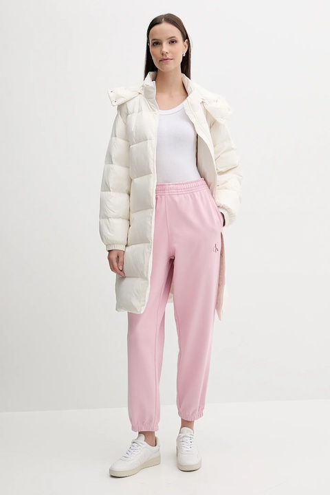 Calvin Klein Jeans spodnie dresowe damskie kolor różowy gładkie LV047B235G - zdjęcie produktu nr 1