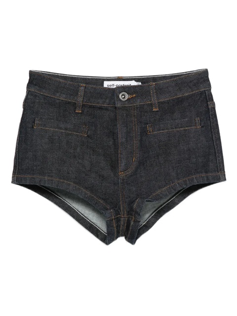 Self-Portrait stretch-cotton denim shorts - Blue - zdjęcie produktu nr 1