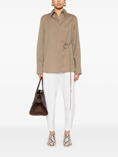 Jil Sander ripstop wool tied shirt - Brown - zdjęcie produktu nr 2
