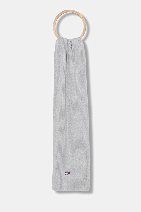 Tommy Jeans szalik bawełniany damski kolor szary gładki AW0AW18045 - zdjęcie produktu nr 1
