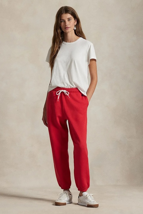 Polo Ralph Lauren spodnie dresowe damskie kolor czerwony gładkie 211971700 - zdjęcie produktu nr 1