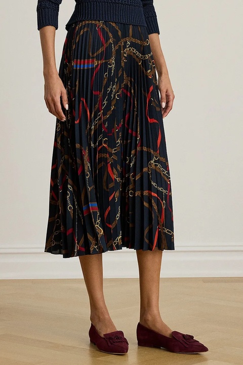 Lauren Ralph Lauren spódnica kolor granatowy midi rozkloszowana 200P03550 - zdjęcie produktu nr 1