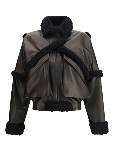 Magda Butrym shearling-trimmed bomber leather jacket - Black - zdjęcie produktu nr 1