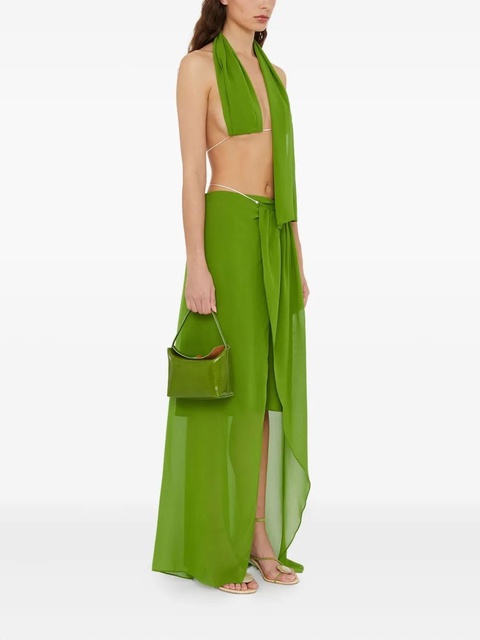 Christopher Esber chain-detail asymmetric sarong skirt - Green - zdjęcie produktu nr 2