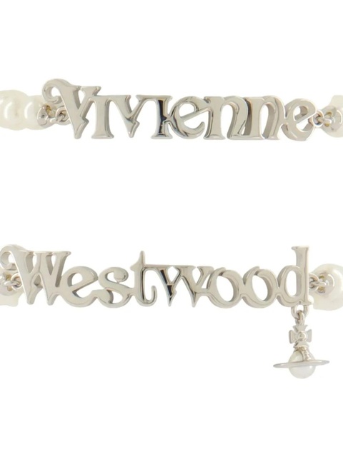 Vivienne Westwood pearl-embellished logo bracelet - Silver - zdjęcie produktu nr 2