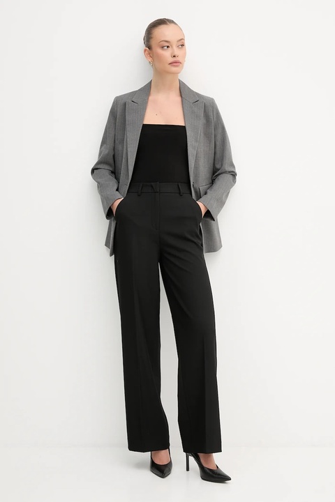 United Colors of Benetton spodnie damskie kolor czarny proste high waist 4L4HDF07F - zdjęcie produktu nr 2