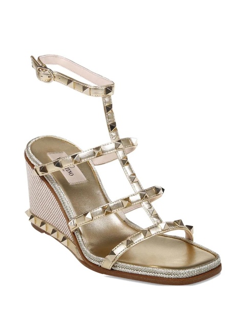 Valentino Garavani 80mm studded wedge-heel sandals - Gold - zdjęcie produktu nr 2