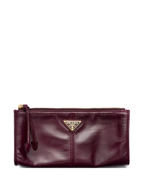 Prada large logo-plaque leather wallet - Red - zdjęcie produktu nr 1