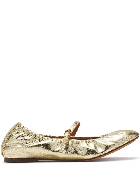 Lanvin logo-tag leather ballerinas - Gold - zdjęcie produktu nr 1