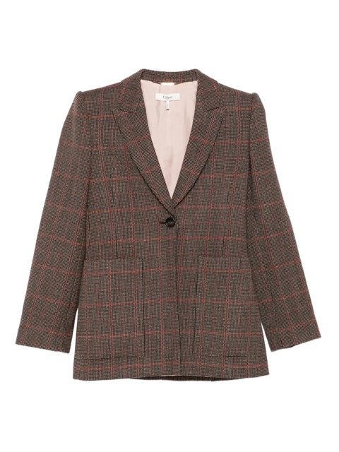 Chloé single-breasted checked blazer - Brown - zdjęcie produktu nr 1