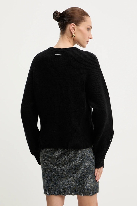 Pinko sweter z dodatkiem wełny damski kolor czarny 105505 A2R1 - zdjęcie produktu nr 2