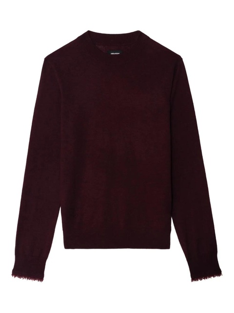 Zadig&Voltaire Ivy frayed-cuffs crew-neck sweater - Red - zdjęcie produktu nr 1