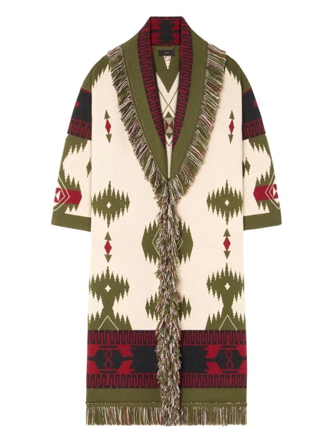 Alanui Icon jacquard fringed coat - White - zdjęcie produktu nr 1