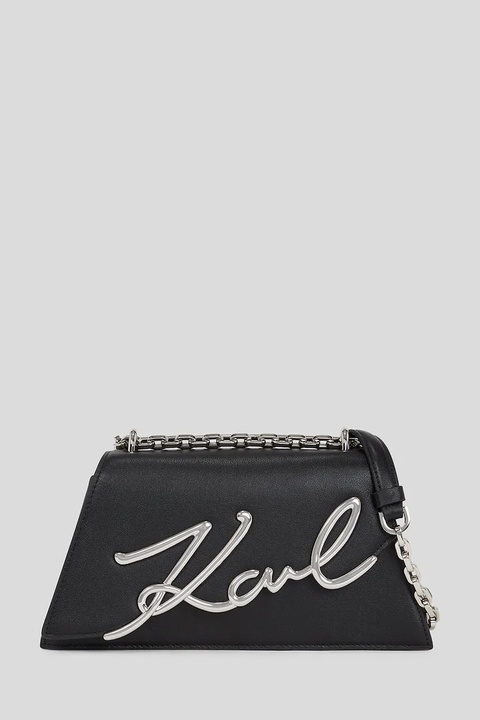 Karl Lagerfeld torebka skórzana kolor czarny A3W30138 - zdjęcie produktu nr 1