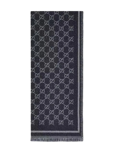 Gucci lamé gg print fringe scarf - Blue - zdjęcie produktu nr 1
