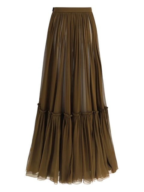 Saint Laurent tiered silk long skirt - Brown - zdjęcie produktu nr 1