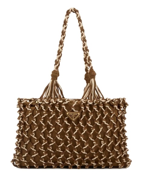 Prada small Noué braided-handle tote bag - Brown - zdjęcie produktu nr 1