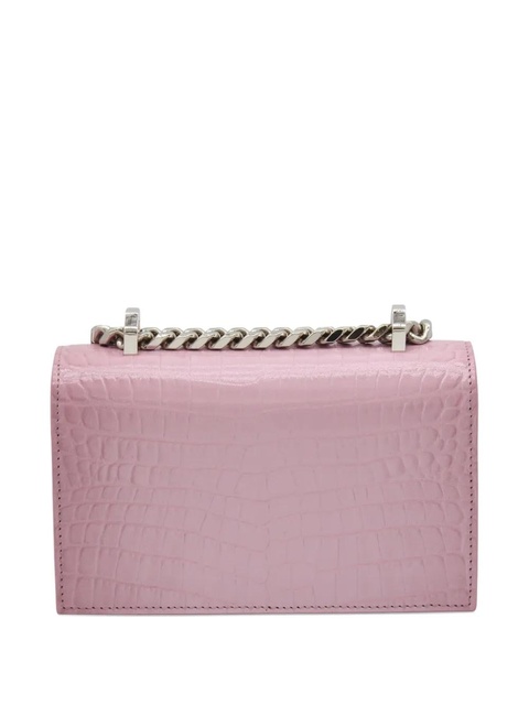 Alexander McQueen skull-embellished crocodile-effect leather shoulder bag - Pink - zdjęcie produktu nr 2