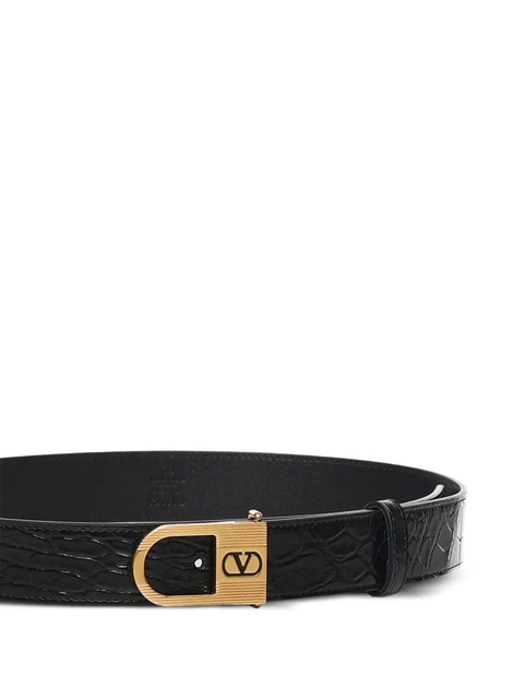 Valentino Garavani Vlogo crocodile-effect belt - Black - zdjęcie produktu nr 1