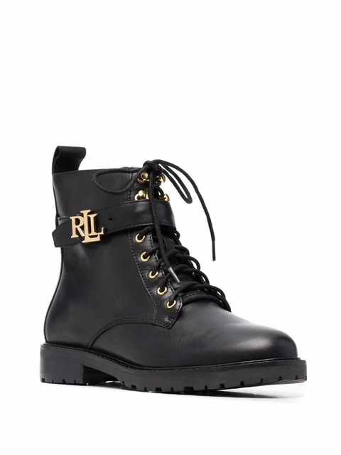 Lauren Ralph Lauren Burnished logo-plaque lace-up leather boots - Black - zdjęcie produktu nr 1