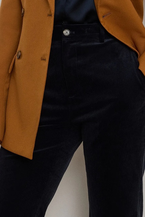 Lauren Ralph Lauren spodnie z bawełną damskie kolor granatowy dzwony medium waist 200P03436 - zdjęcie produktu nr 2