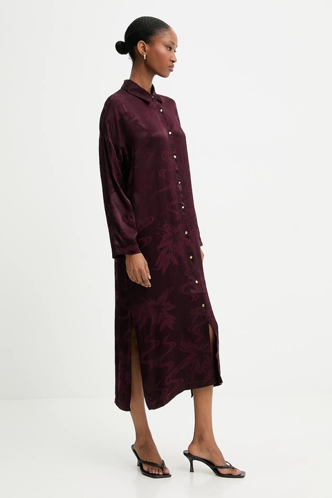 Answear.LAB sukienka kolor bordowy midi prosta - zdjęcie produktu nr 2