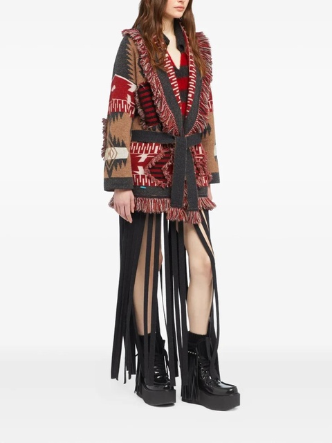 Alanui Grunge Anthem fringed patterned coat - Brown - zdjęcie produktu nr 2