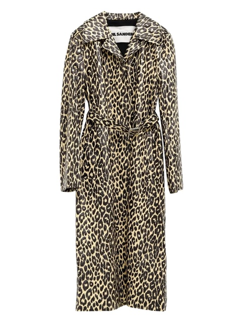 Jil Sander leopard-print belted single-breasted coat - Black - zdjęcie produktu nr 1