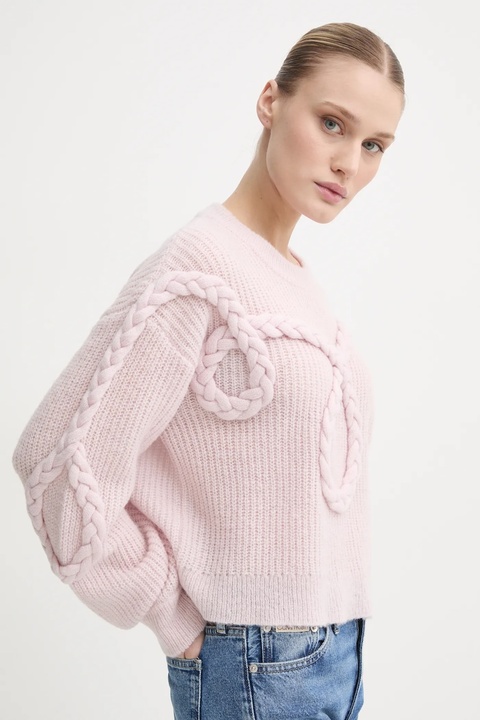 MUNTHE sweter wełniany SAKIRA damski kolor różowy 244160724472 - zdjęcie produktu nr 1