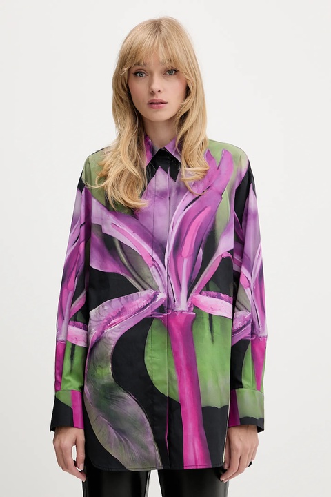 Desigual koszula ORQUIDEA damska kolor zielony relaxed z kołnierzykiem klasycznym 25WWCW20 - zdjęcie produktu nr 1