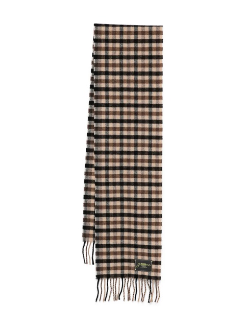 GANNI checked wool scarf - Brown - zdjęcie produktu nr 1