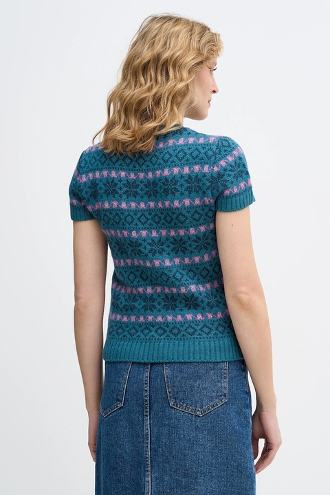 United Colors of Benetton sweter z dodatkiem wełny x Stranger Things damski kolor turkusowy 171RE10EN - zdjęcie produktu nr 2